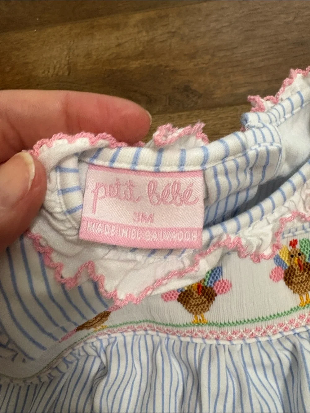 Petit Bebe Smocked Turkey Thanksgiving Romper 3M